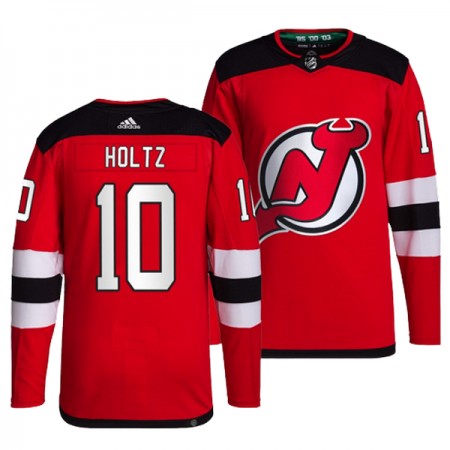 Män Ishockey New Jersey Devils tröja Alexander Holtz 10 Adidas Röd Authentic